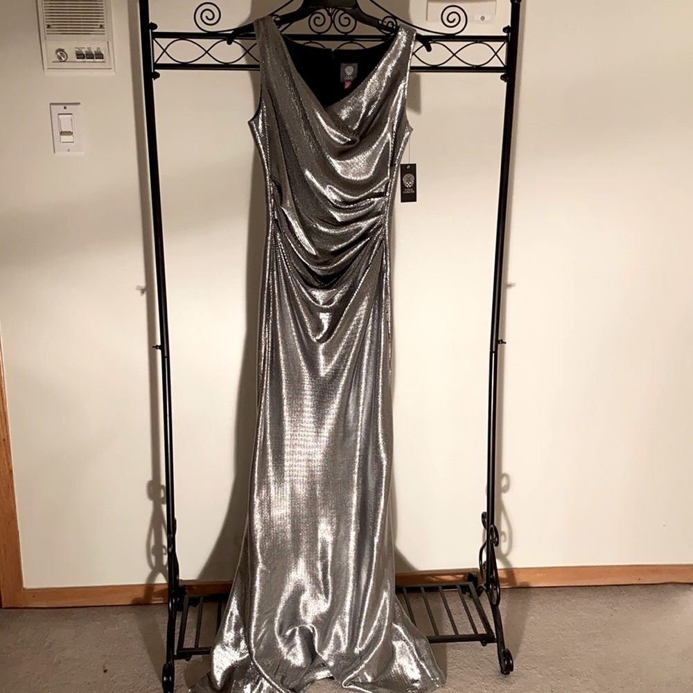 Vince Camuto Silver Metallic Gown size 6